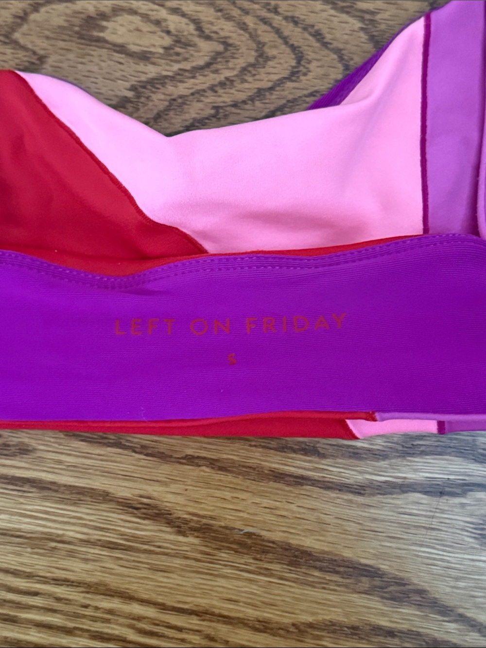 Left On Friday Colorblock Red Pink Purple Bikini Top - Picture 3 of 3